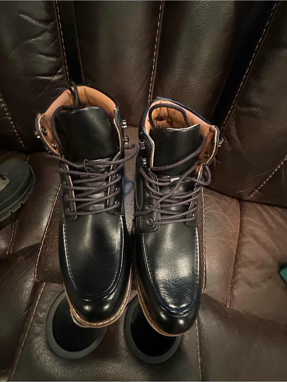 Men's Black Leather Lace-Up Boots